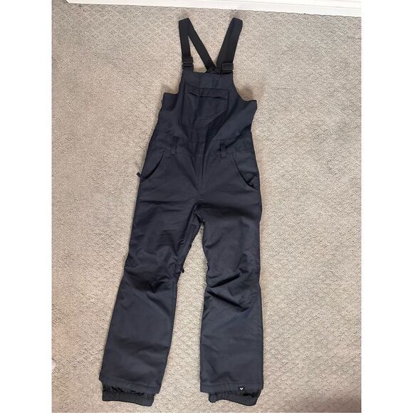 Roxy Girls Black Gray Snow Bibs 10 Medium - Picture 1 of 6